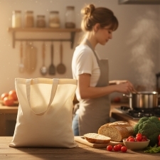 Cotton bag with short handles 140 g/m² ANTIBES