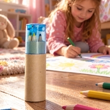 Wooden crayons 6 colors BECKY in recycled box