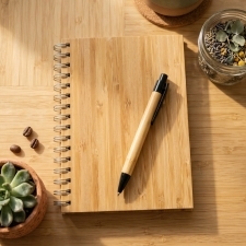 A5 lined notebook made of recycled paper with pen PISA