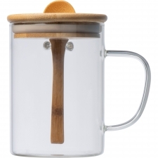 Glass mug with spoon 420ml JACKSON