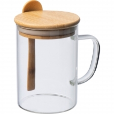 Glass mug with spoon 420ml JACKSON