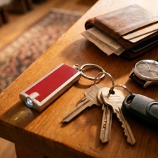 Plastic keyring with LED light BATH
